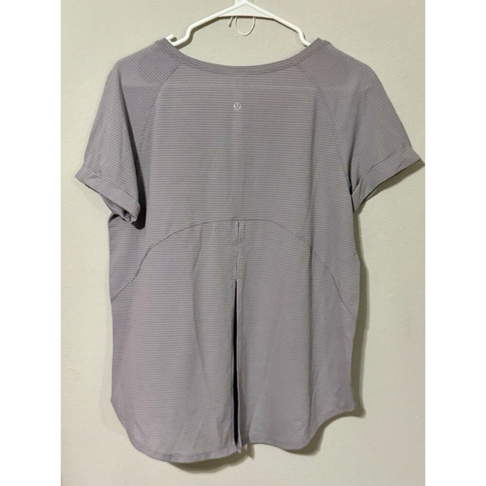 Lululemon Open Up Tie Back Tee Heathered Lavender Grey Size 10 W/Tag Yoga Top